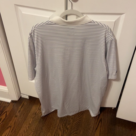 Adidas Blue & White Striped Polo - Picture 3 of 4